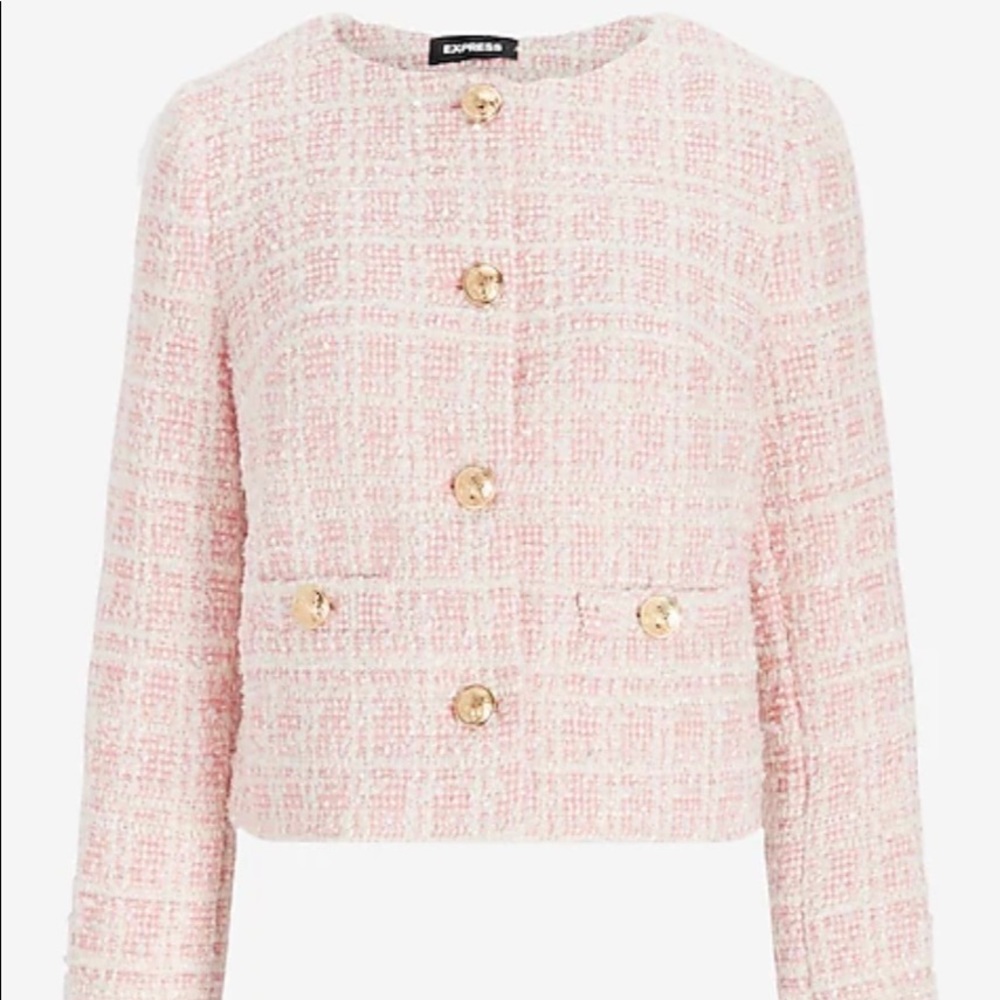 Express Plaid Boucle Tweed Jacket